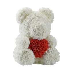 Infinity rose flower teddy bear with heart 40 cm
