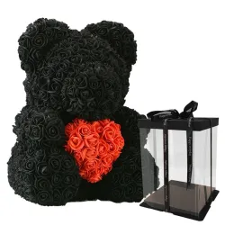 Infinity rose flower teddy bear with heart 40 cm