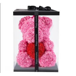 Infinity rose flower teddy bear with heart 40 cm