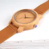 Läder band bambu Quartz par klockor