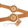 Läder band bambu Quartz par klockor