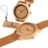Läder band bambu Quartz par klockor