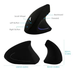 2.4G 800/1200/1600DPI Wireless ergonomische optische vertikale Maus & Pad Kit