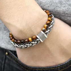 PulserasPulsera de acero inoxidable con piedras naturales