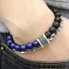 Rostfritt stål armband med natursten pärl