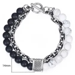 Rostfritt stål armband med natursten pärl
