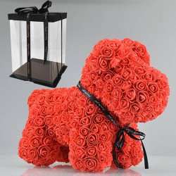 Cão feito de rosas infinitas - 40 cm
