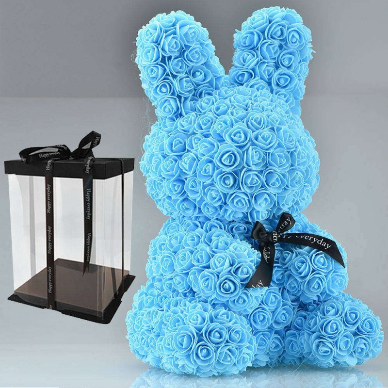 Easter bunny made of infinity roses flowers - 45 cm