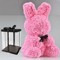 Easter bunny made of infinity roses flowers - 45 cm