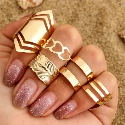 Trendy punk regolabile oro cavo anelli 5 pz set