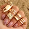 AnillosTrendy punk ajustable anillos huecos de oro 5 pcs conjunto