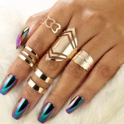 Trendy Punk einstellbare Gold Hohlringe 5 Stück Set