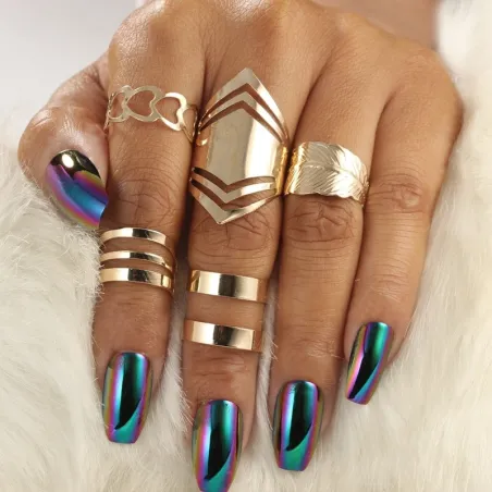Trendy Punk einstellbare Gold Hohlringe 5 Stück Set