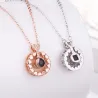 CollarColgante con proyección de 100 idiomas Te amo rosa & collar de plata