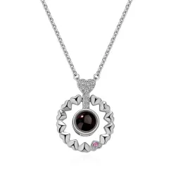 Hänge med 100 språk projektion jag älskar dig ros & silver halsband