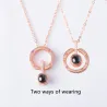 CollarColgante con proyección de 100 idiomas Te amo rosa & collar de plata