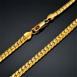 Collier homme en chaîne de serpent plaqué or