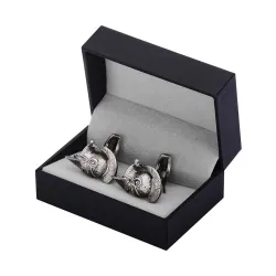Retro war helmet metal cufflinks