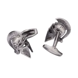 Retro war helmet metal cufflinks