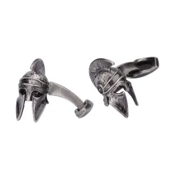 Retro war helmet metal cufflinks