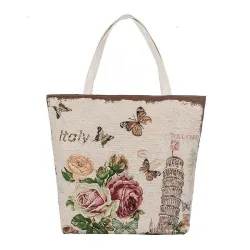 Canvas väska med blomstertryck