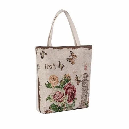 Canvas väska med blomstertryck