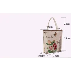 Canvas väska med blomstertryck