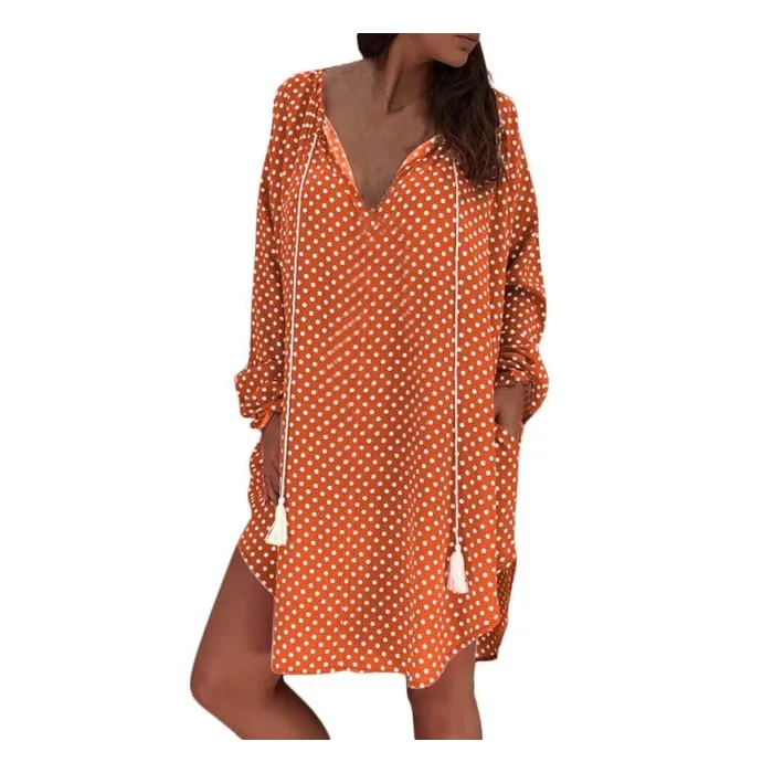 Mini Polka Dot Mekko Pitkähihainen