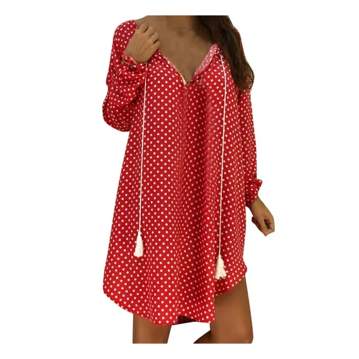 Mini polka dot dress with long sleeve