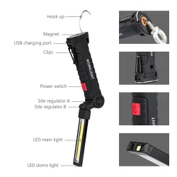 COB LED soihtu - USB ladattavissa - ripustaa koukku
