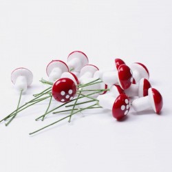 JardínDecoración de jardín - hongos de punto blanco mini rojo 2cm 10 piezas