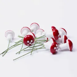 Garden decoration - mini red white dot mushrooms 2cm 10 pcsGarden