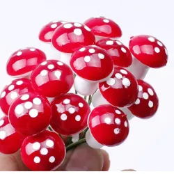 Garden decoration - mini red white dot mushrooms 2cm 10 pcsGarden