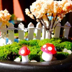 Puutarhan koristelu - mini punainen valkoinen piste sienet 2cm 10 pcs