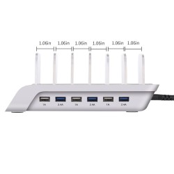 6 portów - 6 kabli 5V10.2A uniwersalna stacja ładująca USB ze stojakiemŁadowarki