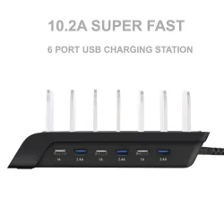 CargadoresUSB universal soporte de estación de carga con 6 cables port & 6 5V10.2A