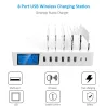 8 Port USB charger with wireless charging - Type-C - LED display and stand