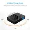 Carregador USB de 8 portas com carregamento sem fio - Tipo-C - display LED e stand