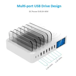 8 Caricatore USB porta con ricarica wireless - Type-C - Display a LED e stand