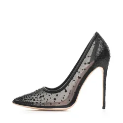 Crystal rhinestone mesh - höga klackpumpar