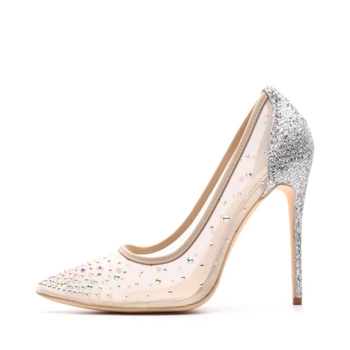 Crystal rhinestone mesh - höga klackpumpar