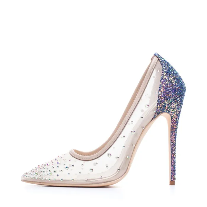 Crystal rhinestone mesh - höga klackpumpar