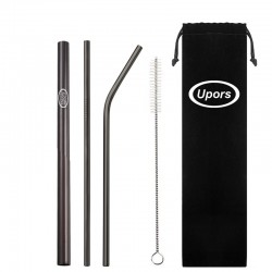 304 stainless steel - reusable drinking straws - set with brush & bag