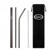 304 stainless steel - reusable drinking straws - set with brush & bag