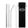 304 stainless steel - reusable drinking straws - set with brush & bag