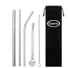 304 stainless steel - reusable drinking straws - set with brush & bag