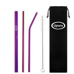 304 stainless steel - reusable drinking straws - set with brush & bag