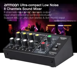 AM-228 sekoituskonsoli - ultra-kompakti - matala melu - 8 kanavaa äänimixer virta adapteri