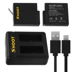 AHDBT-501 batteri - tre och dubbla portar USB-laddare för GoPro 7 /6 / 5 Action Camera