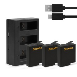 AHDBT-501 batteri - tre och dubbla portar USB-laddare för GoPro 7 /6 / 5 Action Camera